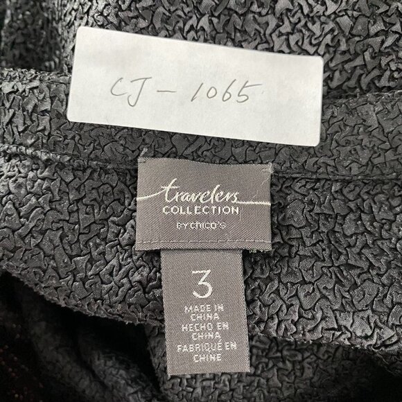 Chico's Travelers Collection Cardigan Jacket Textured Black Red Print Size 3 - Picture 2 of 7